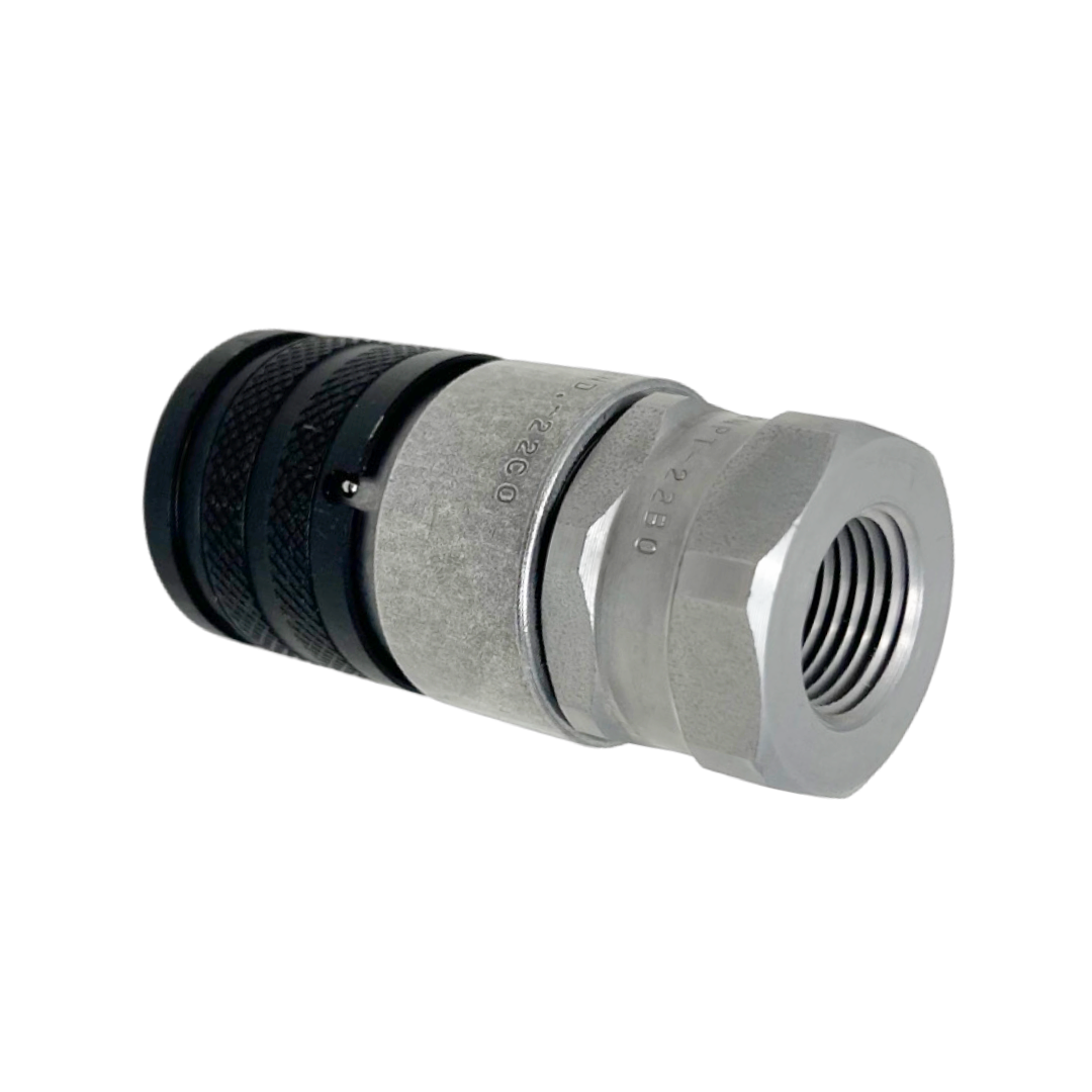 FFH08 12SAE F : Faster Quick Disconnect, Female 1/2" Coupler, 0.5 (1/2") ORB Connection, 5076psi MAWP, 29.06 GPM, ISO 16028 Interchange, Push to Connect Style, Connection Under Pressure Not Allowed