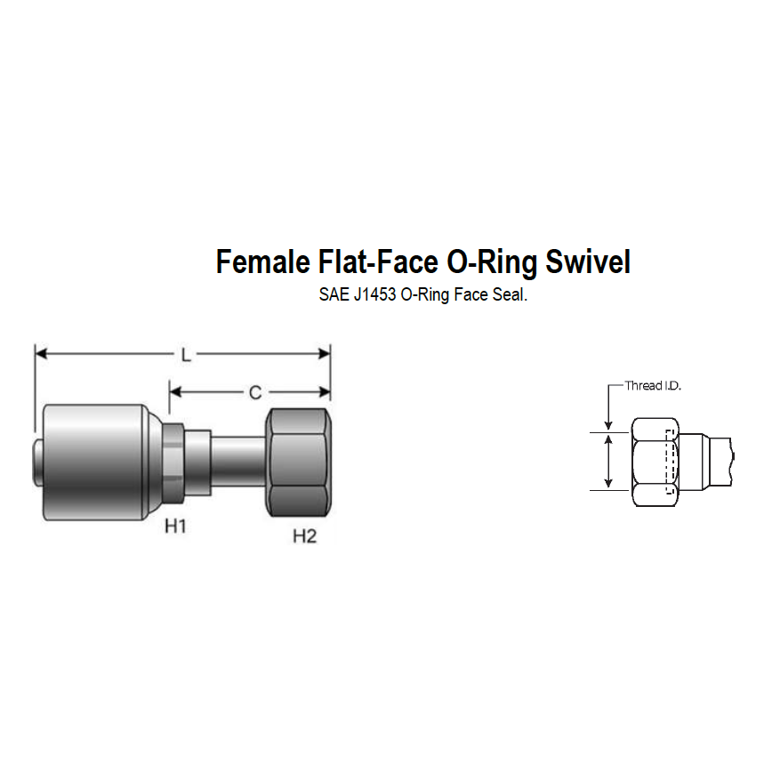 Gates G25239-1212 Female Flat-Face O-Ring Swivel - 90° Bent Tube For MegaCrimp - View #6