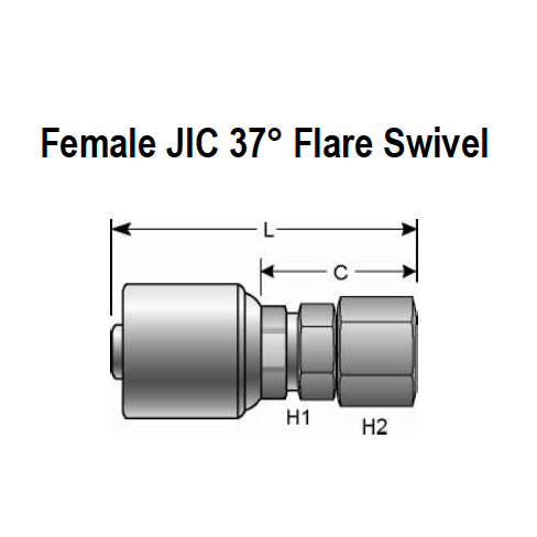 6G-8FJX-TCX : Gates Coupling, MegaCrimp with TuffCoat XTreme Plating, Female JIC 37 Flare Swivel, -6 (3/8") Dash Size, 0.375 (3/8") ID, 3/4-16 Threads