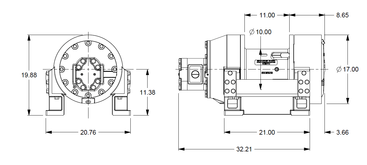 H25-7-86-1 : Pullmaster Planetary Hydraulic Winch, Rapid Reverse, 25,000lb Bare Drum Pull, Auto Brake, CW, 115GPM Motor, 10.0" Barrel x 11.0" Length x 17.0" Flange