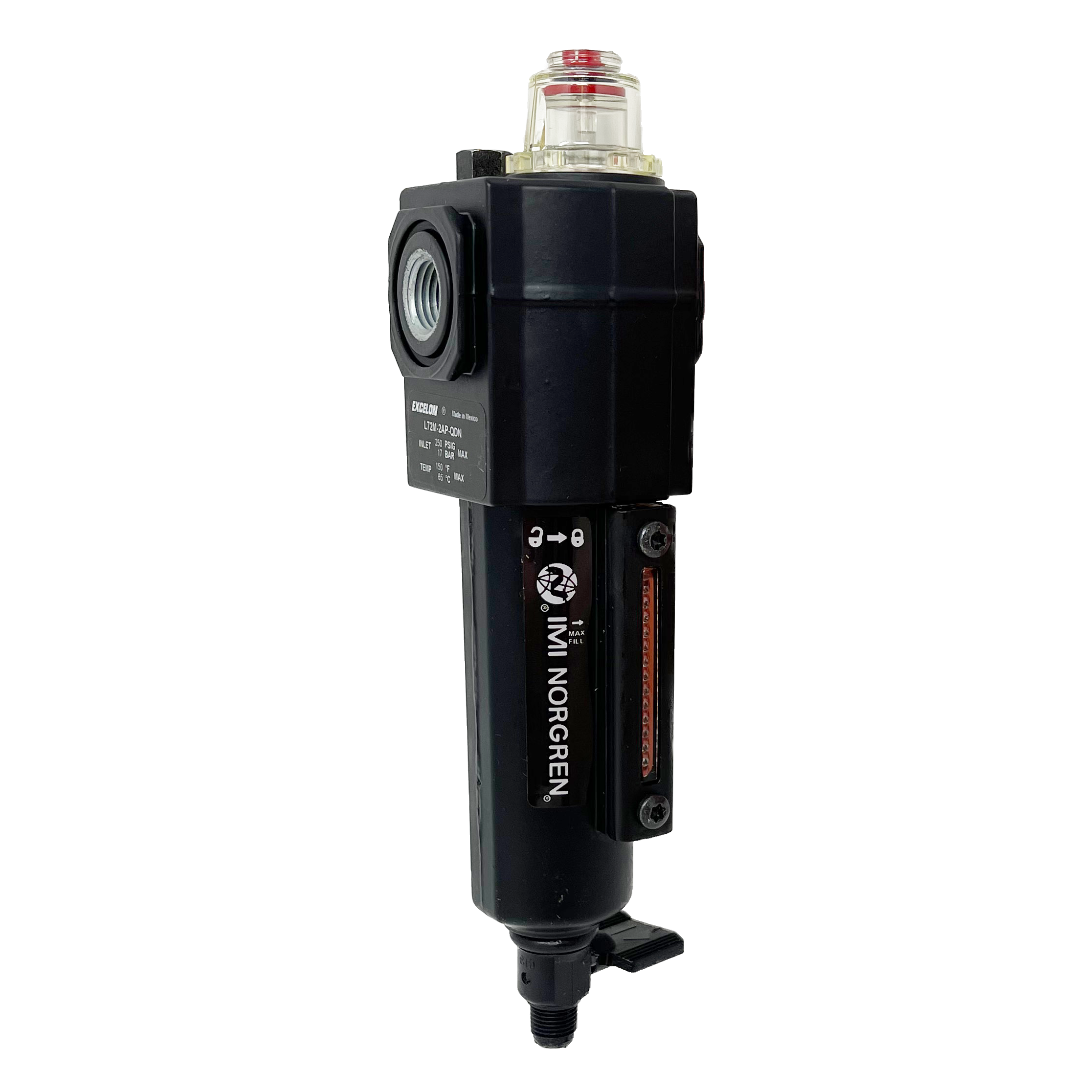 L72M-2AP-QEN : Norgren Excelon Lubricator, Micro-Fog, 1/4" NPT, Manual Drain, Long Metal Bowl