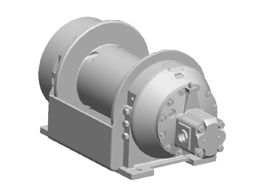 M12-4-97-7  : Pullmaster Planetary Hydraulic Winch, Equal Speed, 12,000lb Bare Drum Pull, Auto Brake, CW, Ext Brake Release, 50GPM Motor, 7.63" Barrel x 13.0" Length x 16.63" Flange