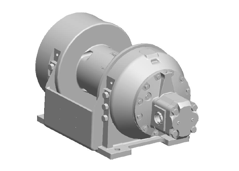 M12-6-97-1  : Pullmaster Planetary Hydraulic Winch, Equal Speed, 9,750lb Bare Drum Pull, Auto Brake, CCW, Ext Brake Release, 50GPM Motor, 7.63" Barrel x 10.0" Length x 14.63" Flange