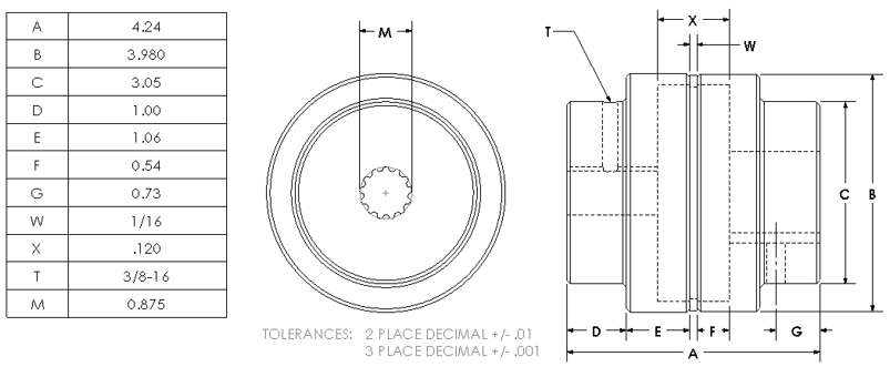 600 2-3/8BX5/8K : Magnaloy 600 HUB 2-3/8 BORE X 5/8 KEY, M60021220