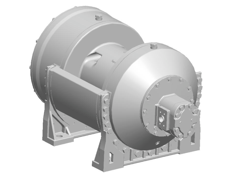 M50-7-207-1 : Pullmaster Planetary Hydraulic Winch, Equal Speed, 50,000lb Bare Drum Pull, Auto Brake, CW, 115GPM Motor with 1.5" C61 Ports, 14.0" Barrel x 14.0" Length x 23.75" Flange