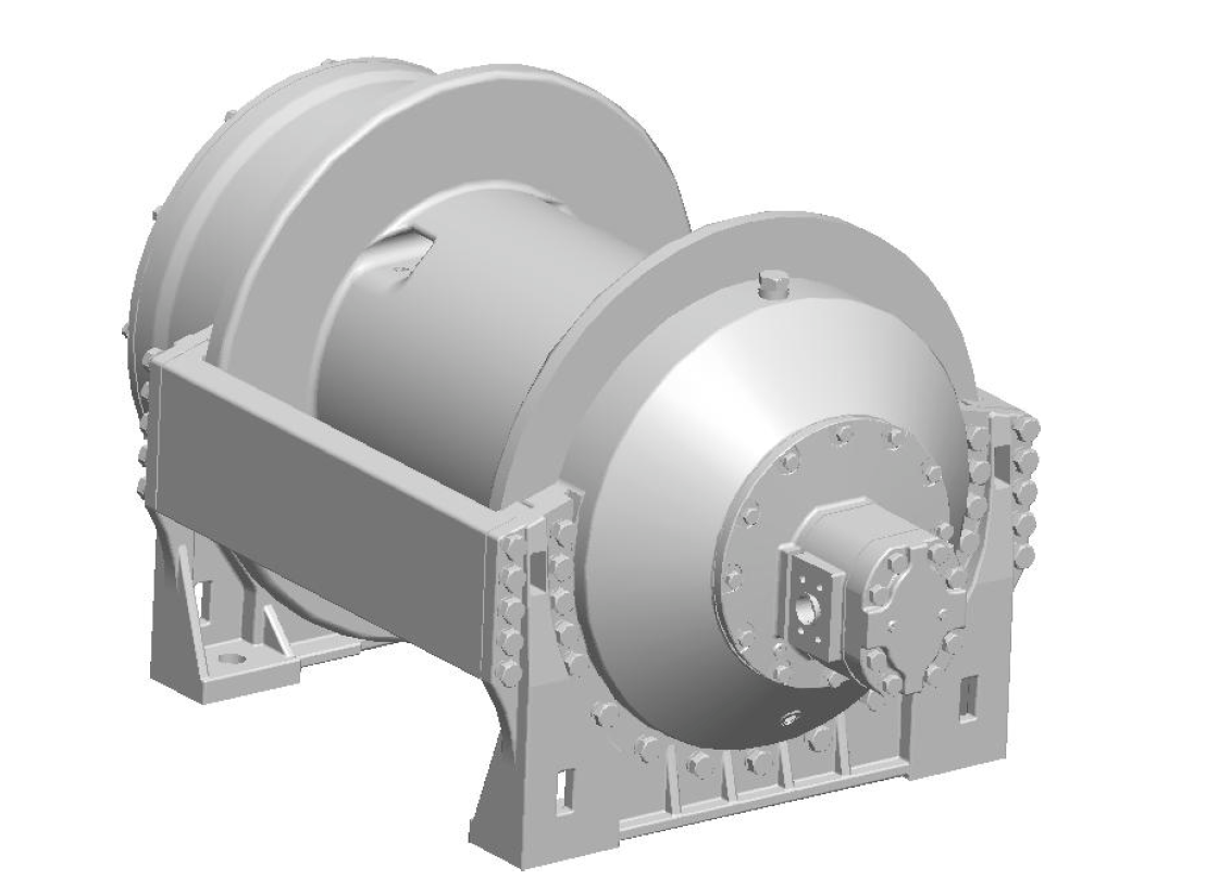 M50-7-207-2 : Pullmaster Planetary Hydraulic Winch, Equal Speed, 50,000lb Bare Drum Pull, Auto Brake, CW, 115GPM Motor with 1.5" C61 Ports, 18.0" Barrel x 22.0" Length x 30.0" Flange