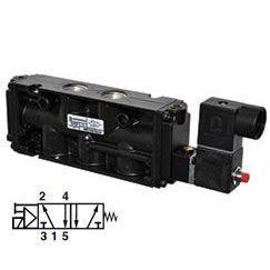 MN01CGA35AJPA : Norgren Nugget 500 Series 24VDC Two-Position, Five-Way non-locking Solenoid Actuated, Air-Assisted Spring Return