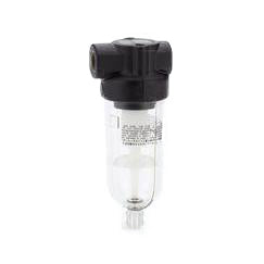 F07-200-M3TA : Norgren F07 Series, miniature general purpose filter, 1/4 PTF ports, 40 µm, manual drain, transparent bowl