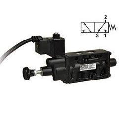K910014 : Norgren Nugget 200 Series 12VDC connector down Two-Position, Five-Way with extended manual overide Solenoid Actuated,