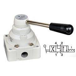 VHLA201-02A : Norgren VHLA Series, 4/3 Center Open to Exhaust COE rotary hand valve, manual, 1/4 NPT ports