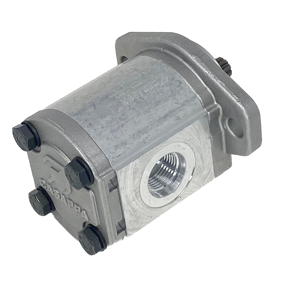 PLM10.8R0-02S0-LOB/OC-N-EL : Casappa Polaris Gear Motor, 8.51cc, 2610psi Rated, 3500RPM, Birotational Rotation, 9T 20/40dp Shaft, SAE AA 2-Bolt Flange, 0.5 (1/2") #8 SAE Inlet, 0.625 (5/8") #10 SAE Outlet, Aluminum Body & Flange