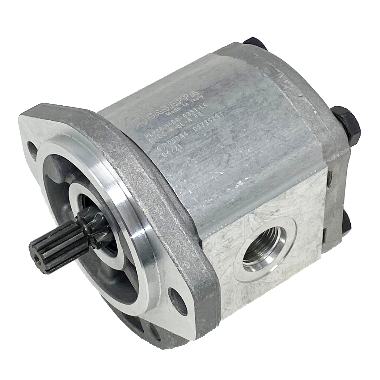 PLM20.16R0-03S1-LOC/OD-N-EL : Casappa Polaris Gear Motor, 16.85cc, 3625psi Rated, 3000RPM, Reversible Rear External Drain, 9T 16/32dp Shaft, SAE A 2-Bolt Flange, 0.625 (5/8") #10 SAE Inlet, 0.75 (3/4") #12 SAE Outlet, Aluminum Body & Flange