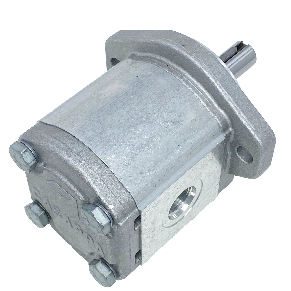PLM20.16B0-49S1-LOC/OD-N-EL : Casappa Polaris Gear Motor, 16.85cc, 3625psi Rated, 3000RPM, Reversible Interior Drain, 3/4" Bore x 3/16" Key Shaft, SAE A 2-Bolt Flange, 0.625 (5/8") #10 SAE Inlet, 0.75 (3/4") #12 SAE Outlet, Aluminum Body & Flange