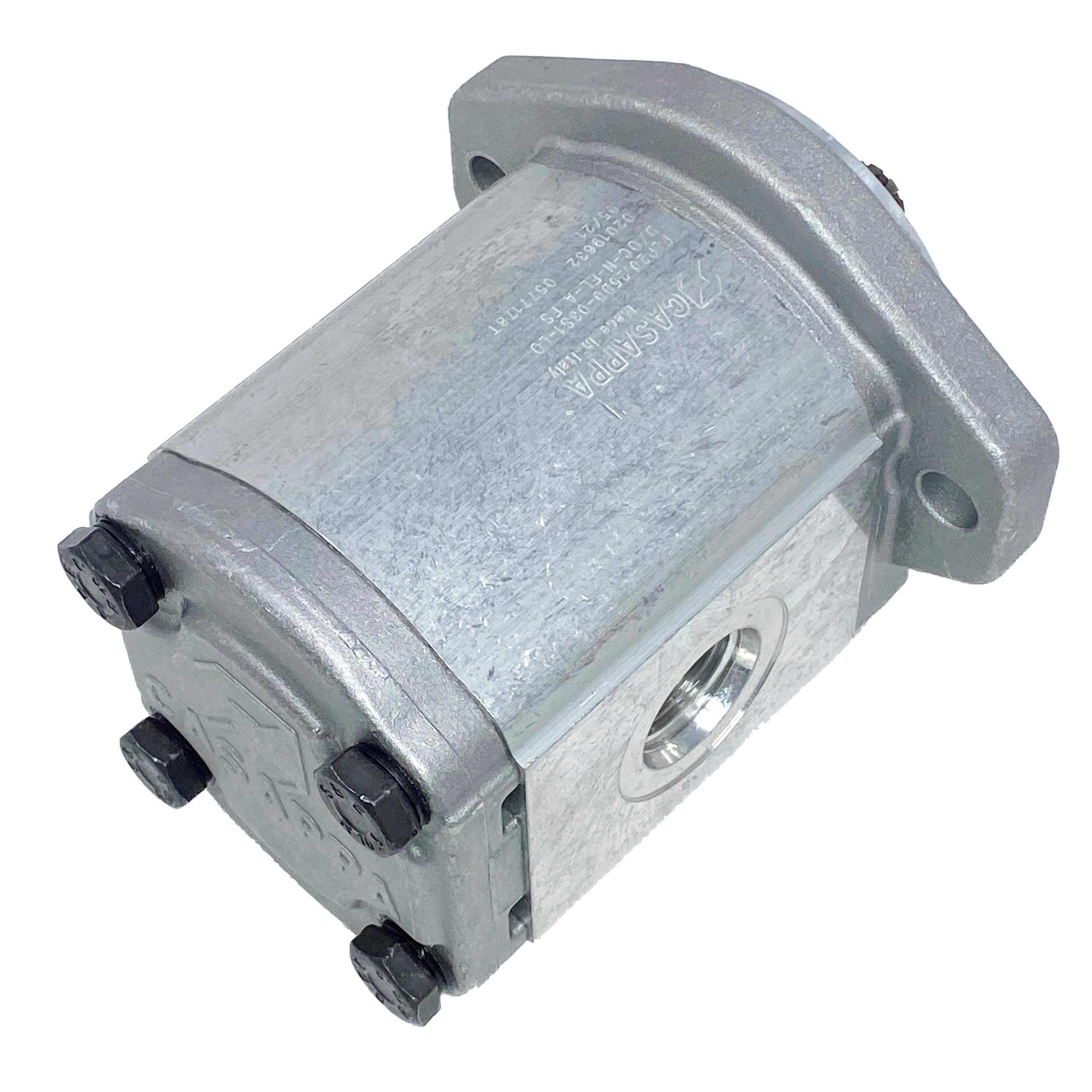 PHP20.25S0-07S9-LOG/OC-N-EL : Casappa Polaris Gear Pump, 26.42cc, 3335psi Rated, 3000RPM, CCW, 11T 16/32dp Shaft, SAE A 2-Bolt Flange, 1.25" #20 SAE Inlet, 0.625 (5/8") #10 SAE Outlet, Cast Iron Body, Aluminum Flange