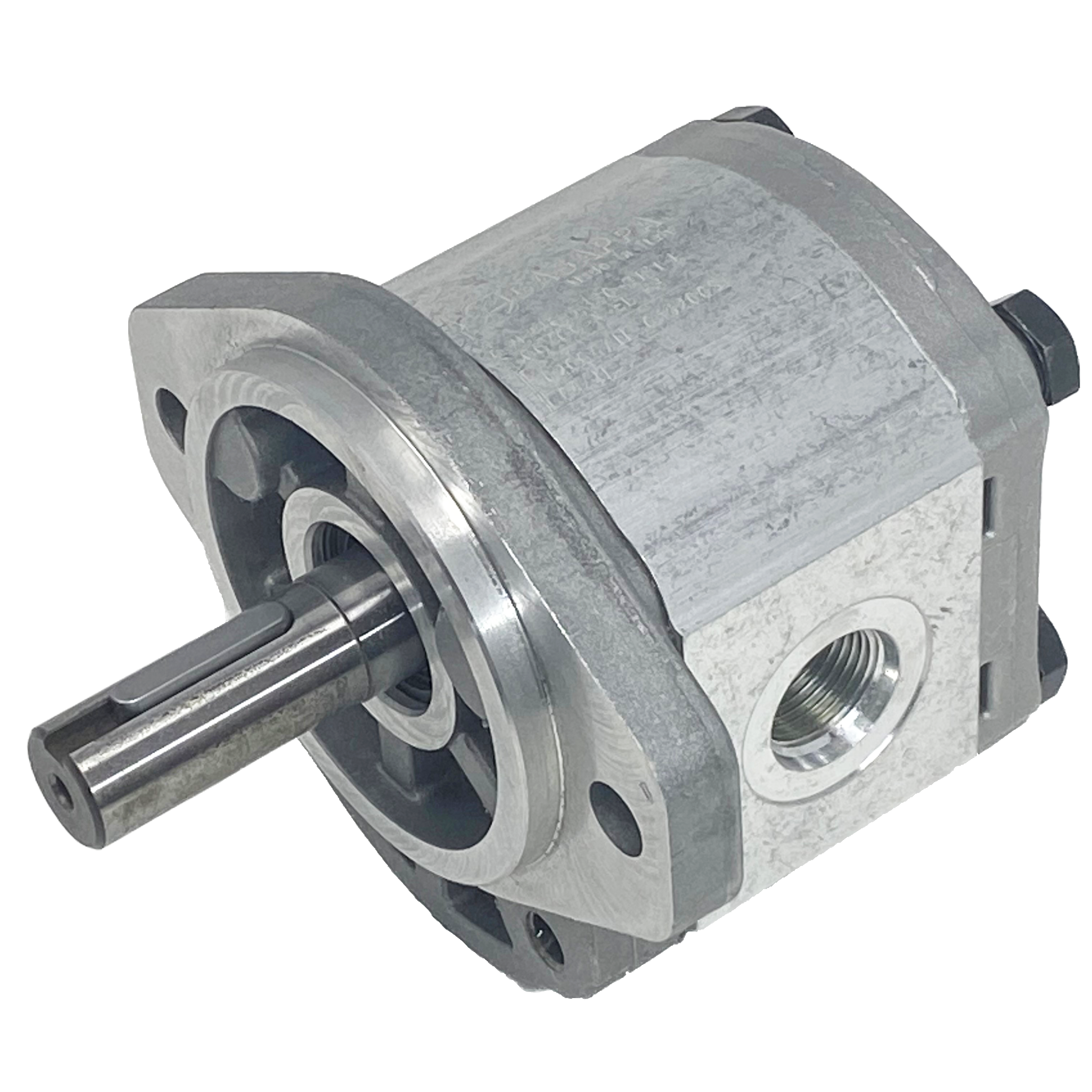 PLM20.14R0-49S1-LOC/OD-N-EL : Casappa Polaris Gear Motor, 14.53cc, 3625psi Rated, 3500RPM, Reversible Rear External Drain, 3/4" Bore x 3/16" Key Shaft, SAE A 2-Bolt Flange, 0.625 (5/8") #10 SAE Inlet, 0.75 (3/4") #12 SAE Outlet, Aluminum Body & Flange