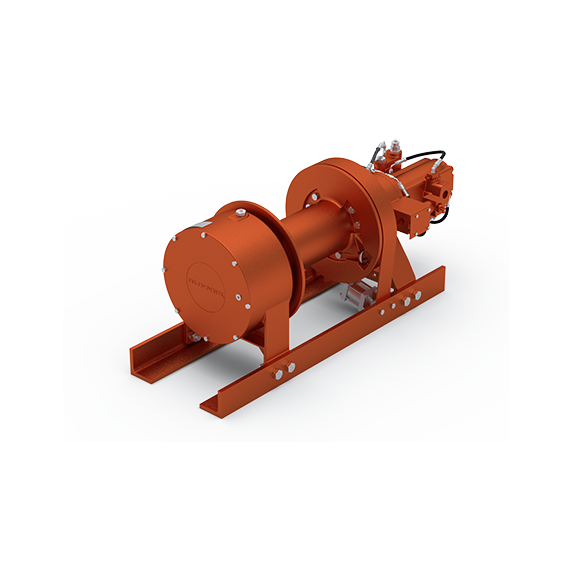 12JBAX1L1H : DP Winch, 12,000lb Bare Drum Pull, Base without Fairlead & with Tensioner, No Kickout, CCW, Less than 18GPM Motor, 4.26" Barrel x 9.53" Length x 9.25" Flange