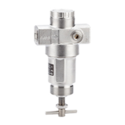 R22-405-NNMA : Norgren R22 Series, stainless steel regulator, 1/2" PTF ports, plastic handwheel adjustment, non-relieving, without gauge, 5 to 150 PSI outlet pressure range
