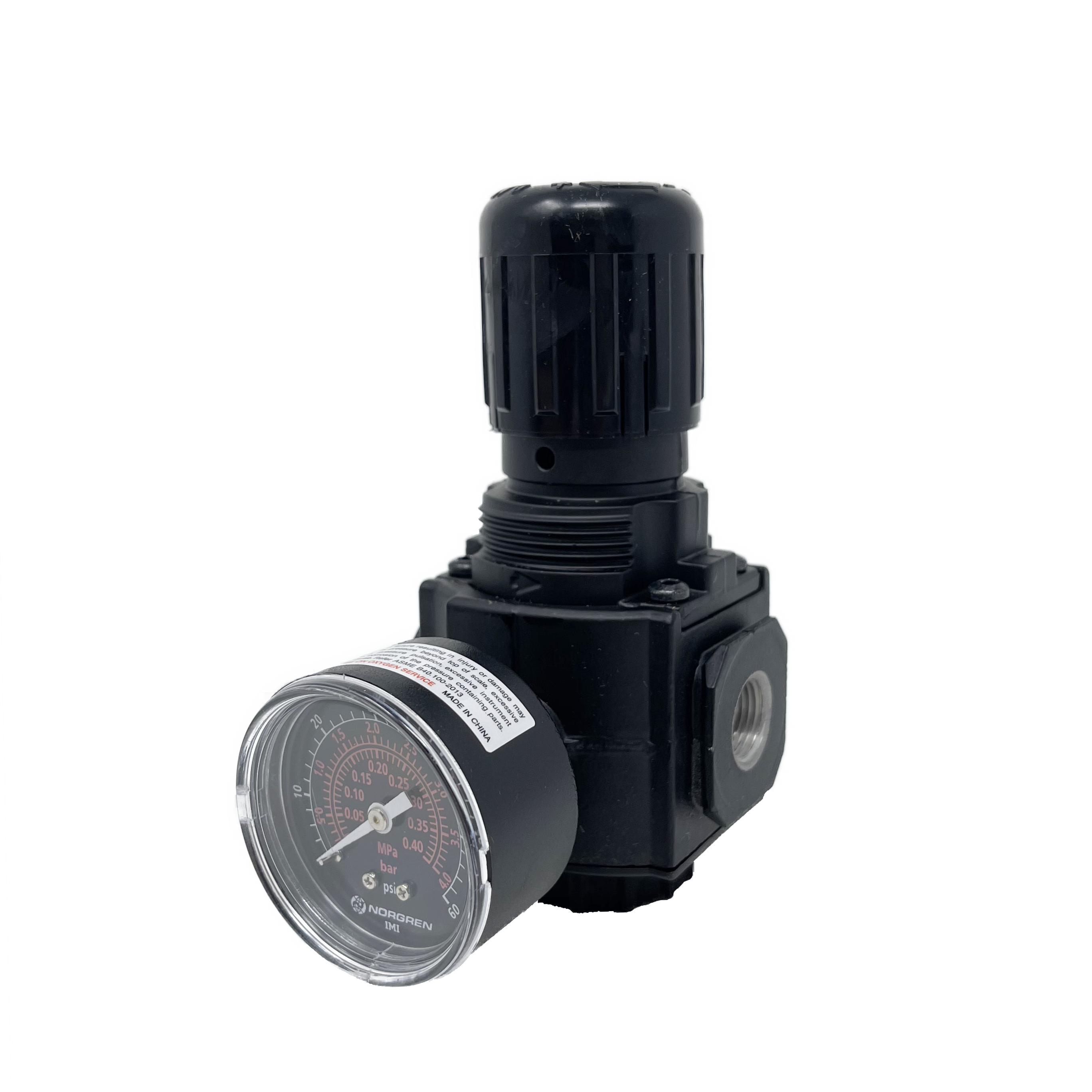 R73G-4AK-RFG : Norgren Excelon Regulator, 1/2" NPT, Knob Adjust, Relieving, 5-60psi, with Gauge