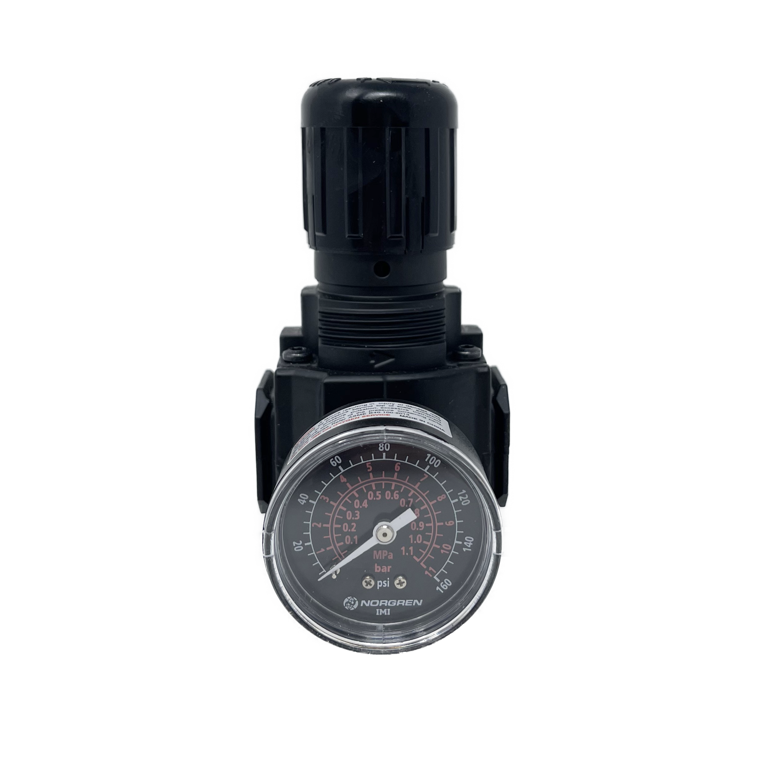 R72G-3AK-RMG : Norgren Excelon Regulator, 3/8" NPT, Knob Adjust, Relieving, 5-150psi, with Gauge