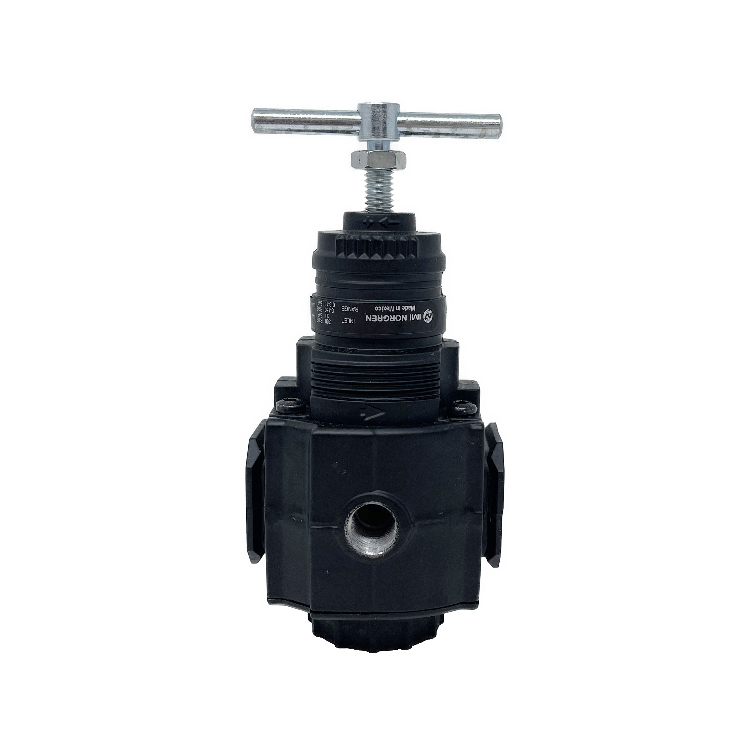 R73G-3AT-RMG : Norgren Excelon Regulator, 3/8" NPT, T-Bar Adjust, Relieving, 5-150psi, with Gauge