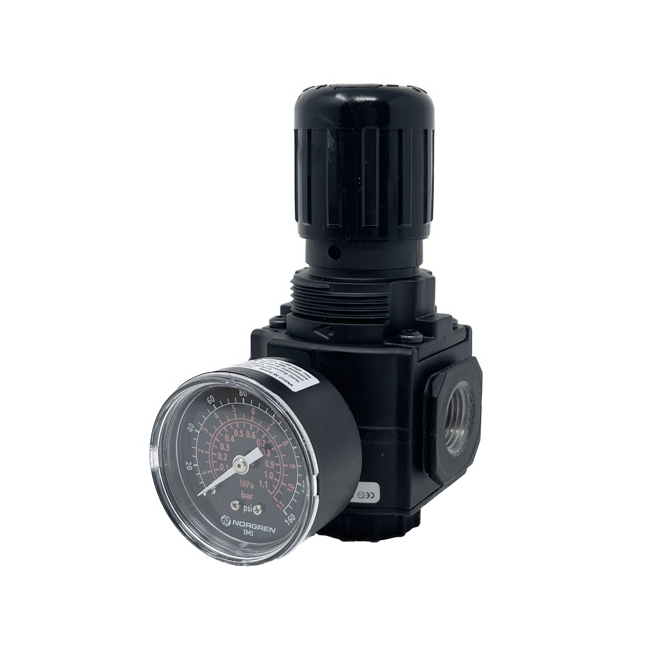 R73G-4AK-RMG : Norgren Excelon Regulator, 1/2" NPT, Knob Adjust, Relieving, 5-150psi, with Gauge