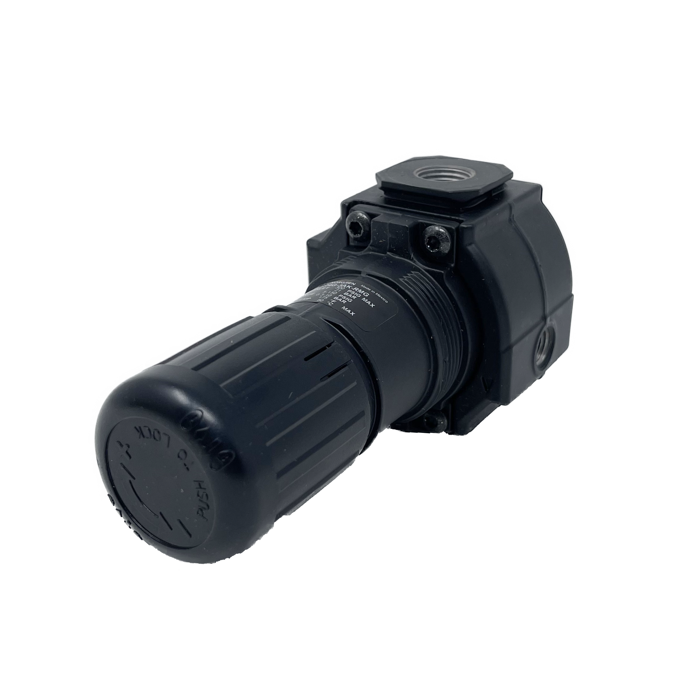 R74G-3AK-RMG : Norgren Excelon Filter, 3/8" NPT, Knob Adjust, Relieving, 5-150psi, with Gauge