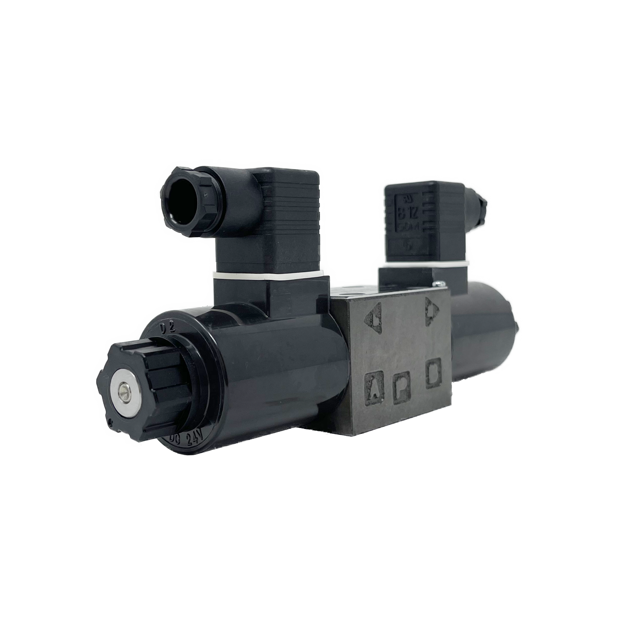SA-G01-C7Y-D2-E31 : Nachi Solenoid Valve, 3P4W, D03 (NG6), 13.2GPM, 5075psi, P to T with A & B Blocked in Neutral, 24 VDC, DIN
