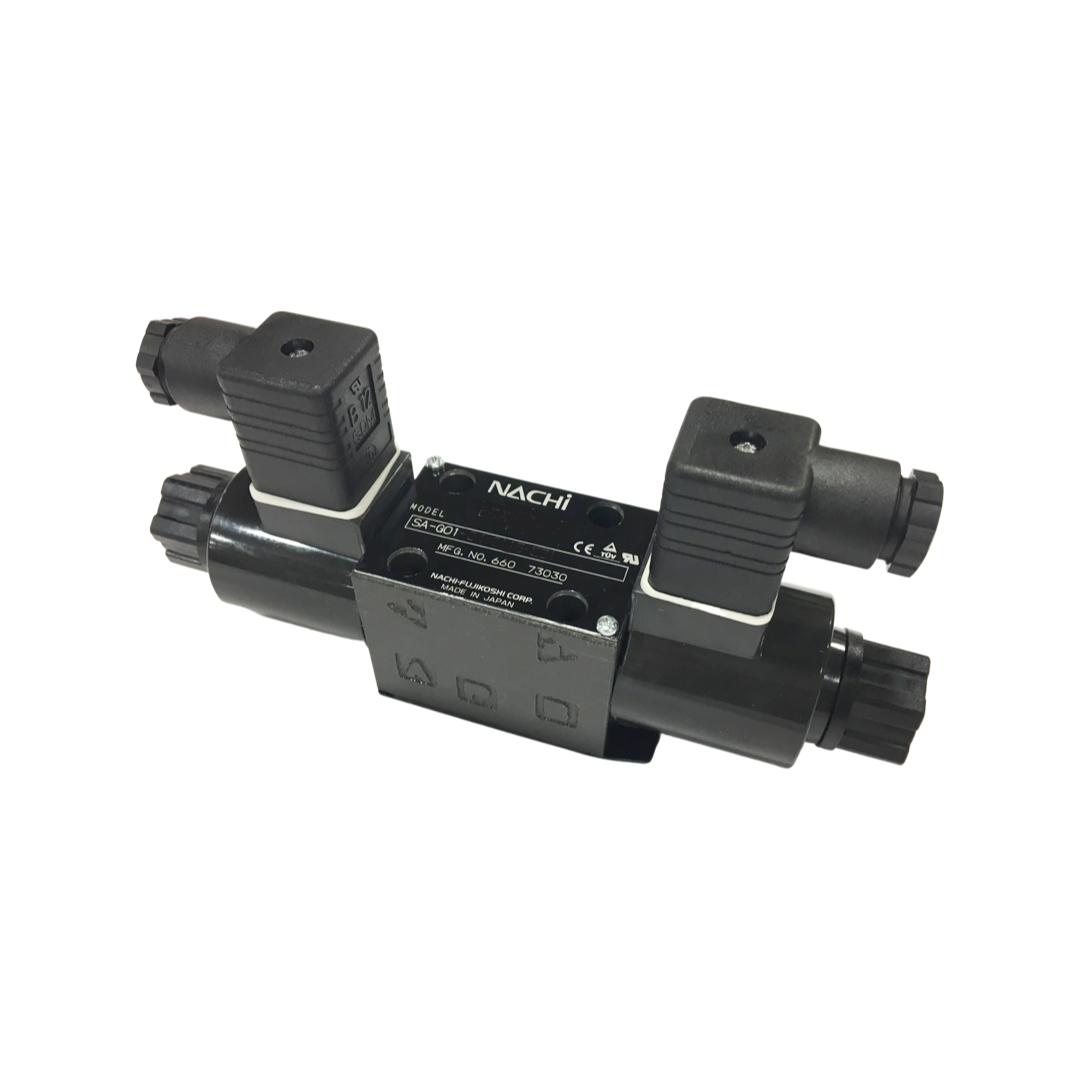 SA-G01-A3X-D2-E31 : Nachi Solenoid Valve, 2P4W, D03 (NG6), 21.1GPM, 5075psi, P to A, B to T in Neutral, 24 VDC, DIN