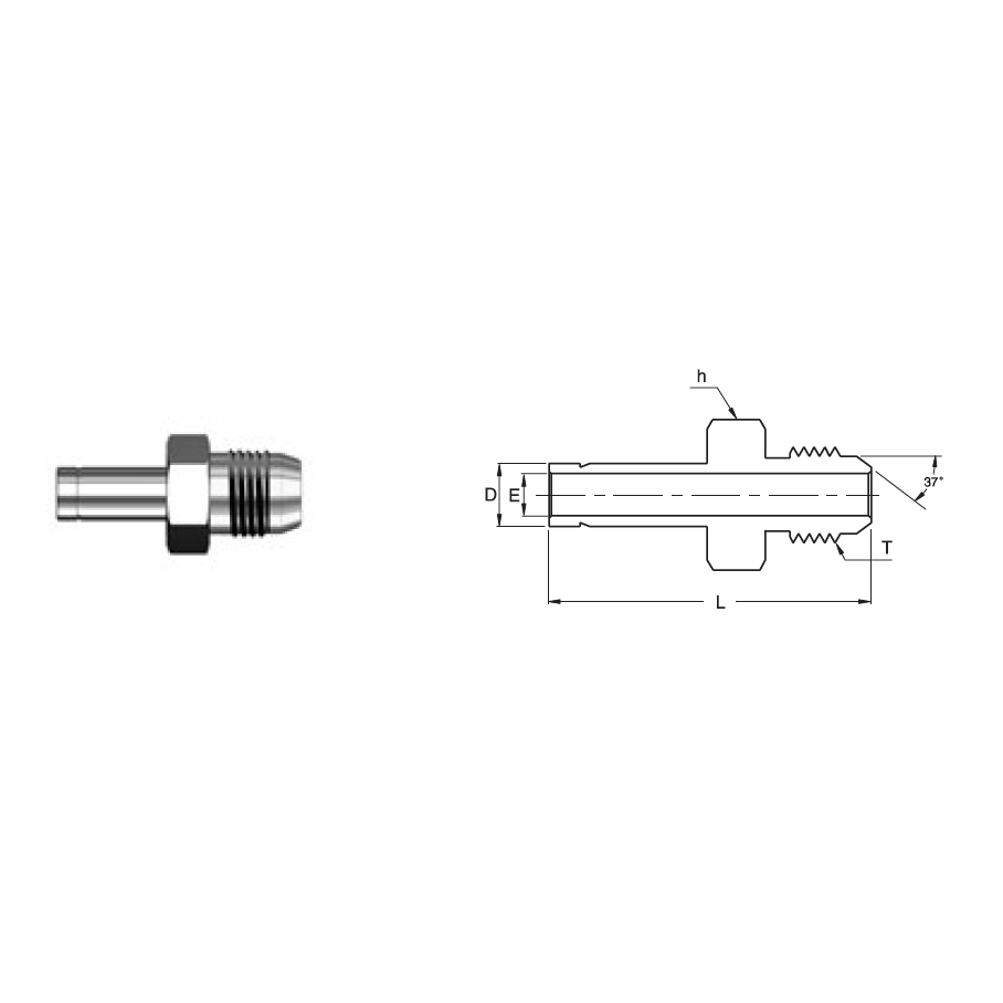 SAA 8-8U : Superlok 1/2" Tube Stub X 1/2" Male JIC Adapter