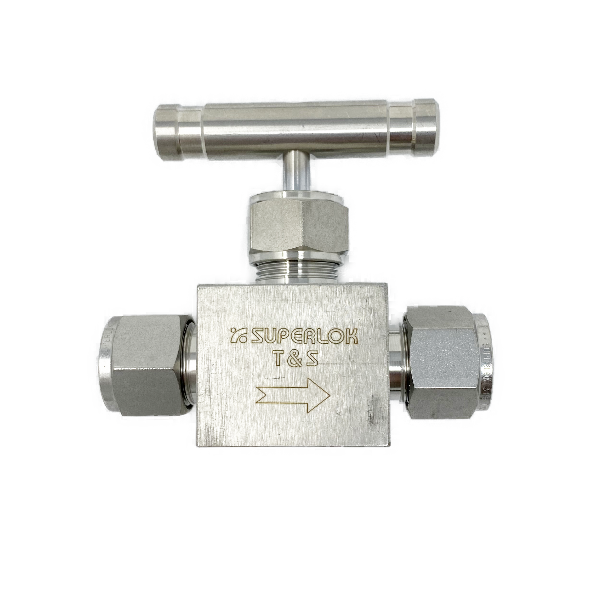 SBNV2-S-8 : Superlok Integral Bonnet Bar Stock Needle Valve, 1/2" O.D. Tube, -65 F To 450 F, Vee Tip, Bar Handle, 6000psi