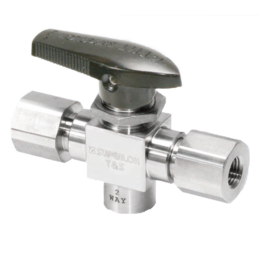 SBT3-S-6-CNG : Superlok Ball Valve, Trunnion, 3/8" Tube O.D, -40 F To 250 F, PCTFE Seats, Buna-N O-Ring, 6000 Ps, 316SS