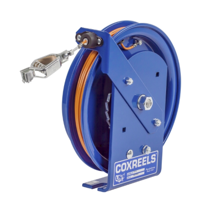 SDH-100-1 : Coxreels SDH-100-1 Spring Rewind Static Discharge Hand Crank Cable Reel, 100' cable, stainless steel
