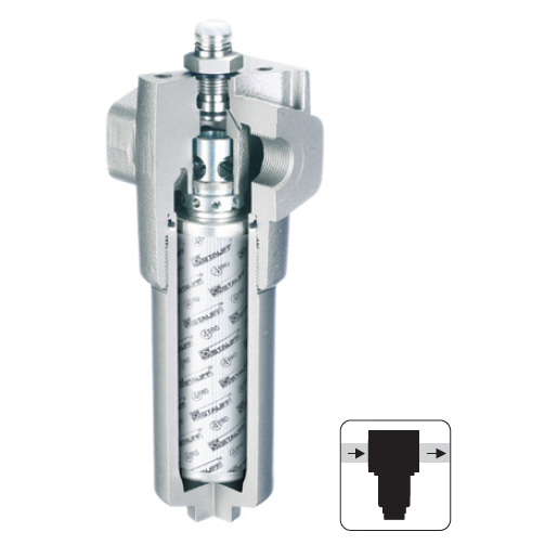 SFA-070-G-20-B-T-N20-B-A : Stauff Inline Filter, 2320psi, 1.25" NPT, 25 Micron, With Visual Indicator, With Bypass