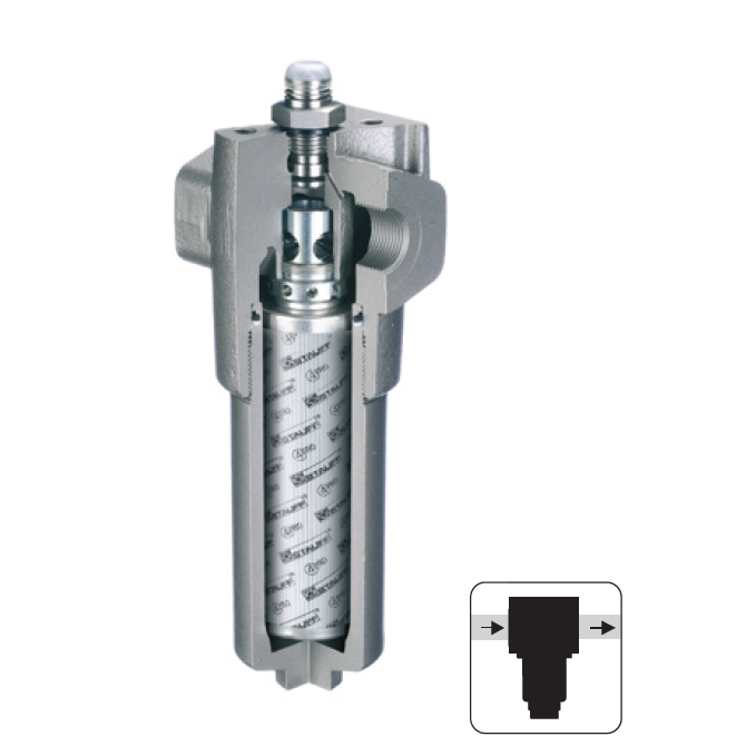 SF-030-G-10-B-T-N12-M-A : Stauff Inline Filter, 6000psi, 3/4" NPT, 10 Micron, With Visual Indicator, With Multifunction Valve, Bypass & Reverse Flow Enabled