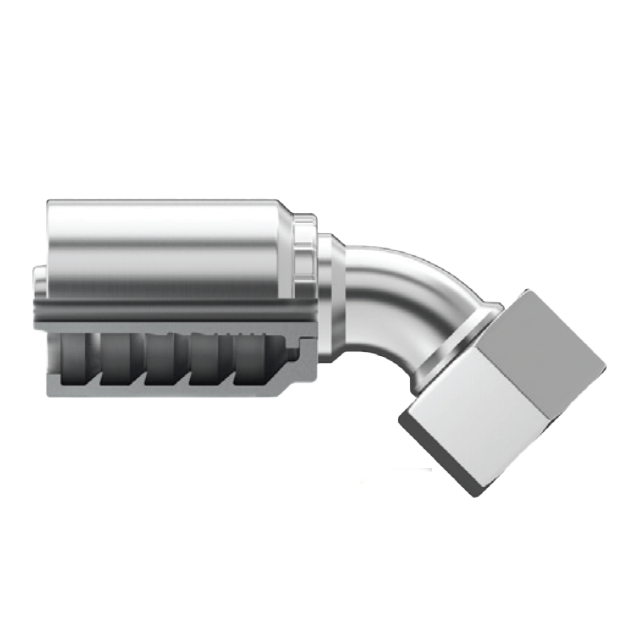 SG-DHFX45-1230 : Continental Hose Fitting, 0.75 (3/4") Hose ID, 30x2.0 Female DIN Heavy, 45-Degree, Swivel Connection