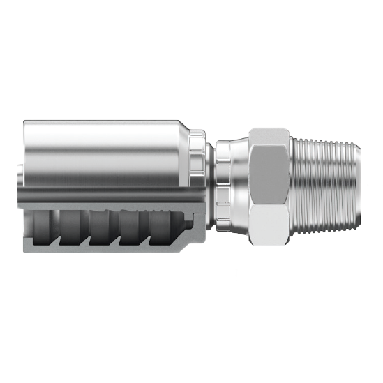 SG-NPMX-0604 : Continental Hose Fitting, 0.375 (3/8") Hose ID, 1/4-18 Male NPT, Straight, Swivel Connection