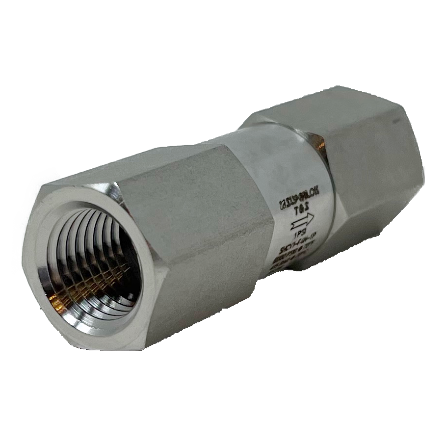 SHCV1-F-4N-1P : Superlok Inline Check Valve, 1/4" FNPT, 1psi Cracking, 6000psi,  316SS
