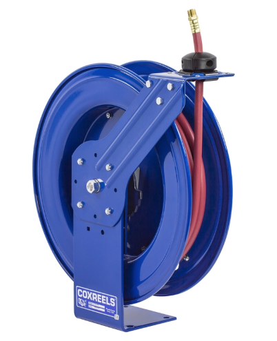 SH-N-550 : Coxreels SH-N-550 Low Pressure Spring Rewind Hose Reel with Super Hub, 3/4" I.D, 50' capacity, with hose, 300psi