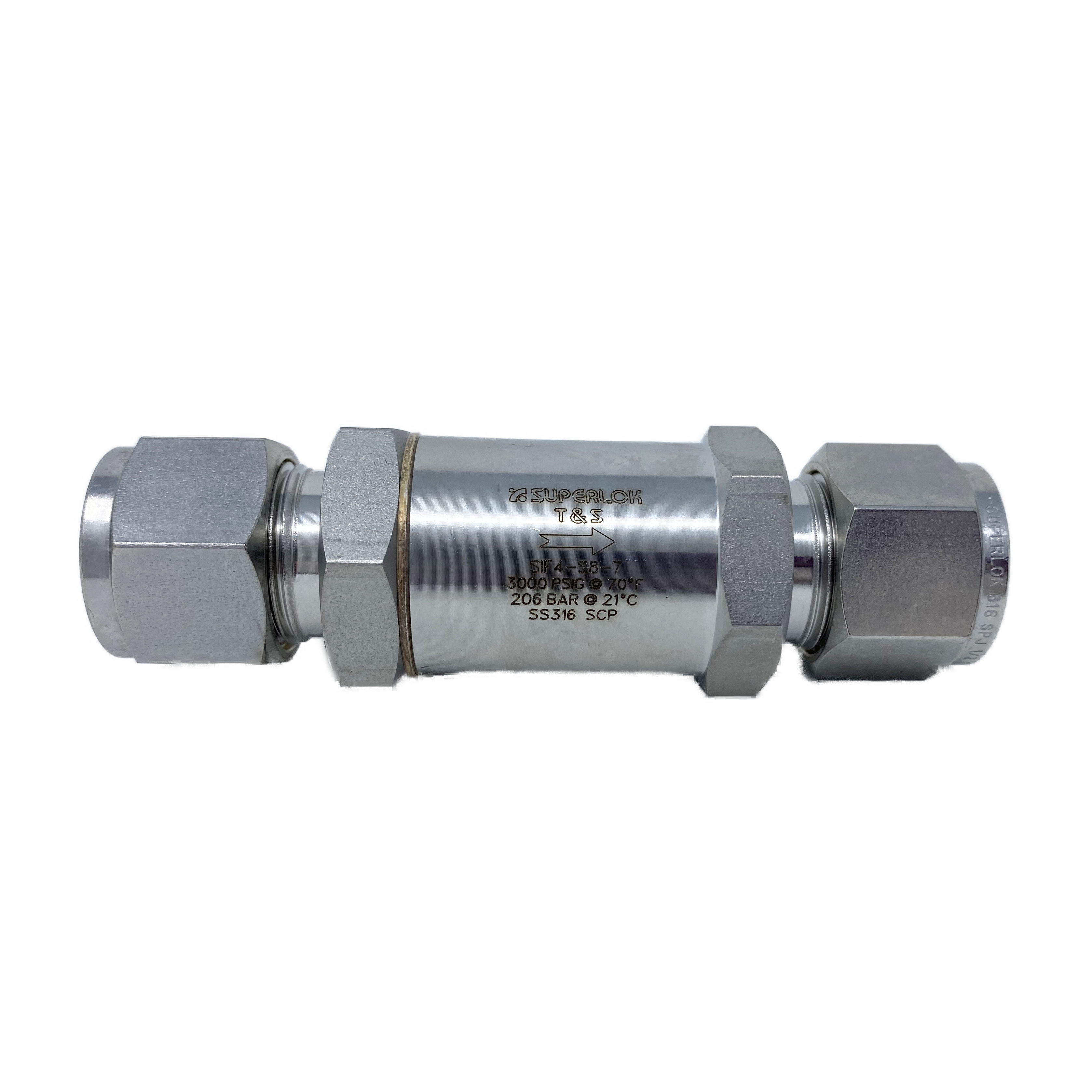 SIF4S8-2-S316 : SIF4S8-2-S316 : Superlok Inline Filter, 0.5 (1/2") Tube Connection, 2-Micron, 2500psi, 316SS