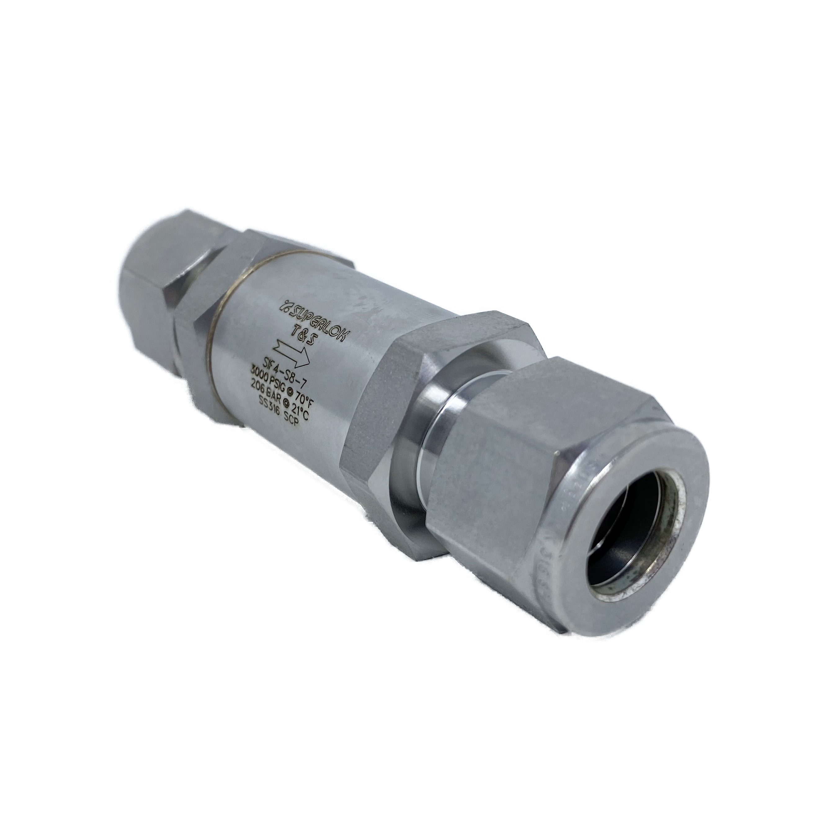 SIF4S8-2-S316 : SIF4S8-2-S316 : Superlok Inline Filter, 0.5 (1/2") Tube Connection, 2-Micron, 2500psi, 316SS