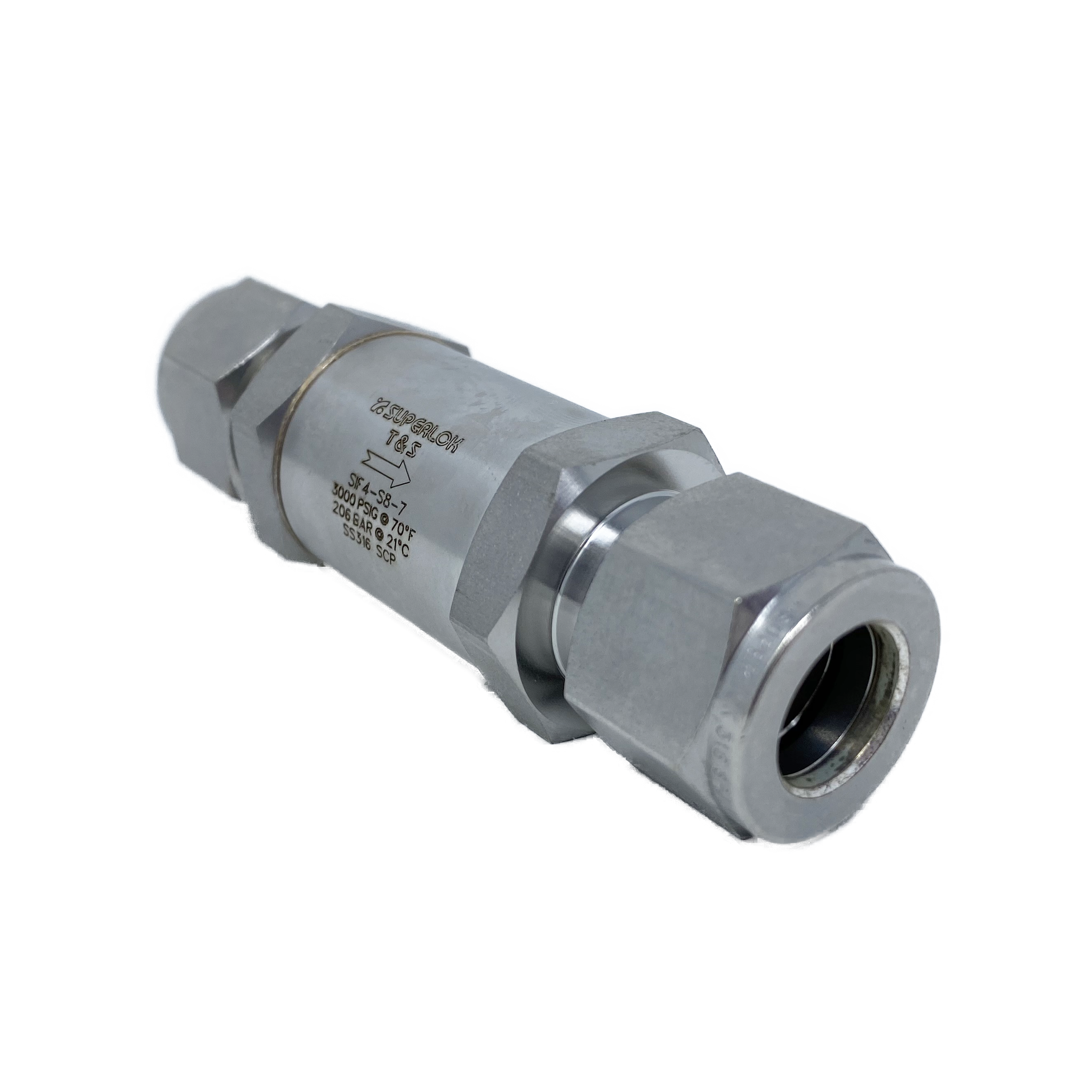SIF4S8-7-S316 : SIF4S8-7-S316 : Superlok Inline Filter, 0.5 (1/2") Tube Connection, 7-Micron, 2500psi, 316SS