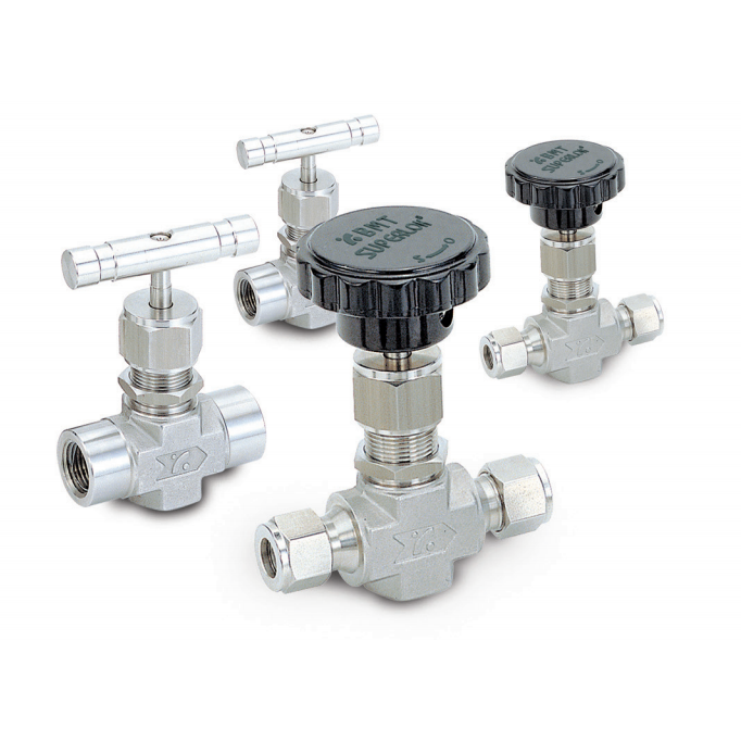 SINV4-S-8-RS-A-KH-PE : Superlok Integral Bonnet Needle Valve, 1/2" O.D. Tube, Angle Pattern, PEEK Seats, Phenolic Handle, 5000psi