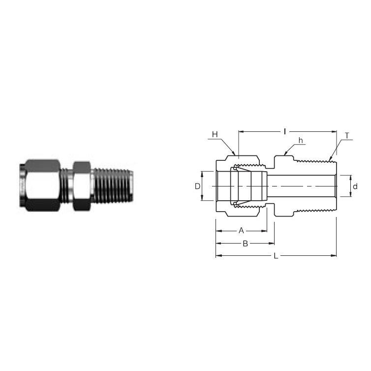 SMC 14M-8N : Superlok 14mm O.D. Tube X 1/2" Male NPT Connector
