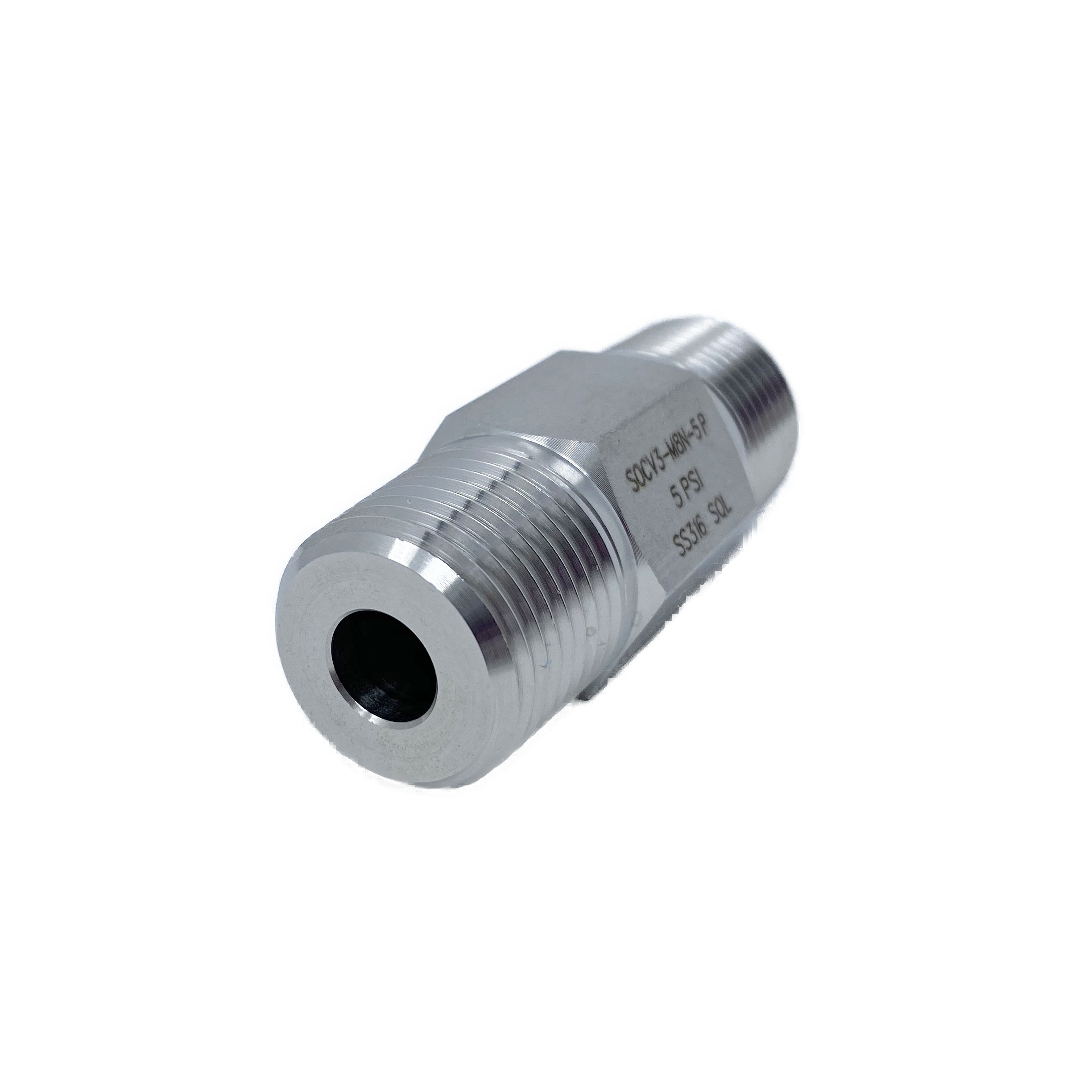 SOCV1-M-4N-10P : Superlok Inline Check Valve, 1/4" MNPT, 10psi Cracking, 3000psi,  316SS