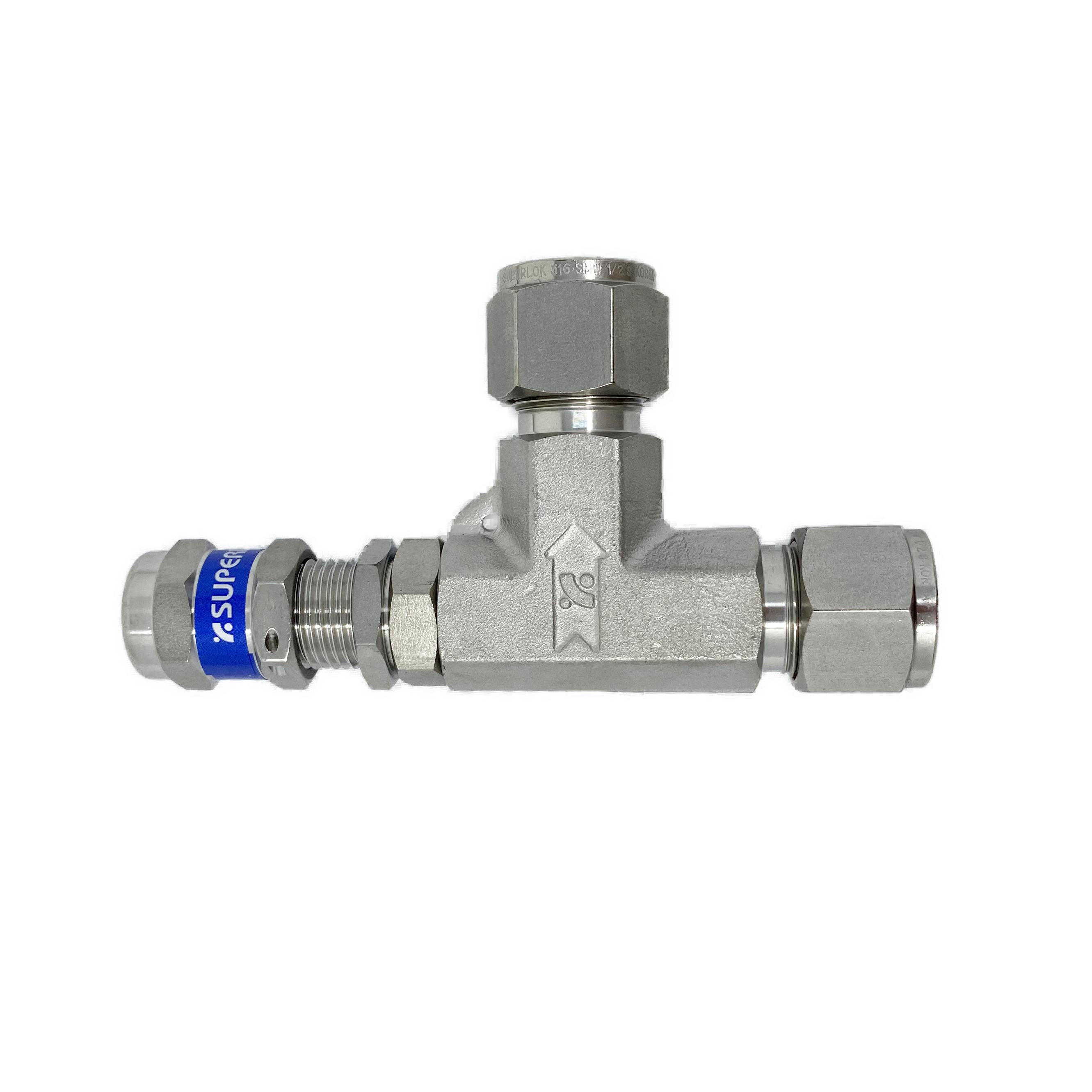 SRVL-S-6-N : Superlok Inline Relief Valve, 1/4" O.D. Tube, Angle Pattern, Buna N O-Ring, 300psi, 316SS, No Spring