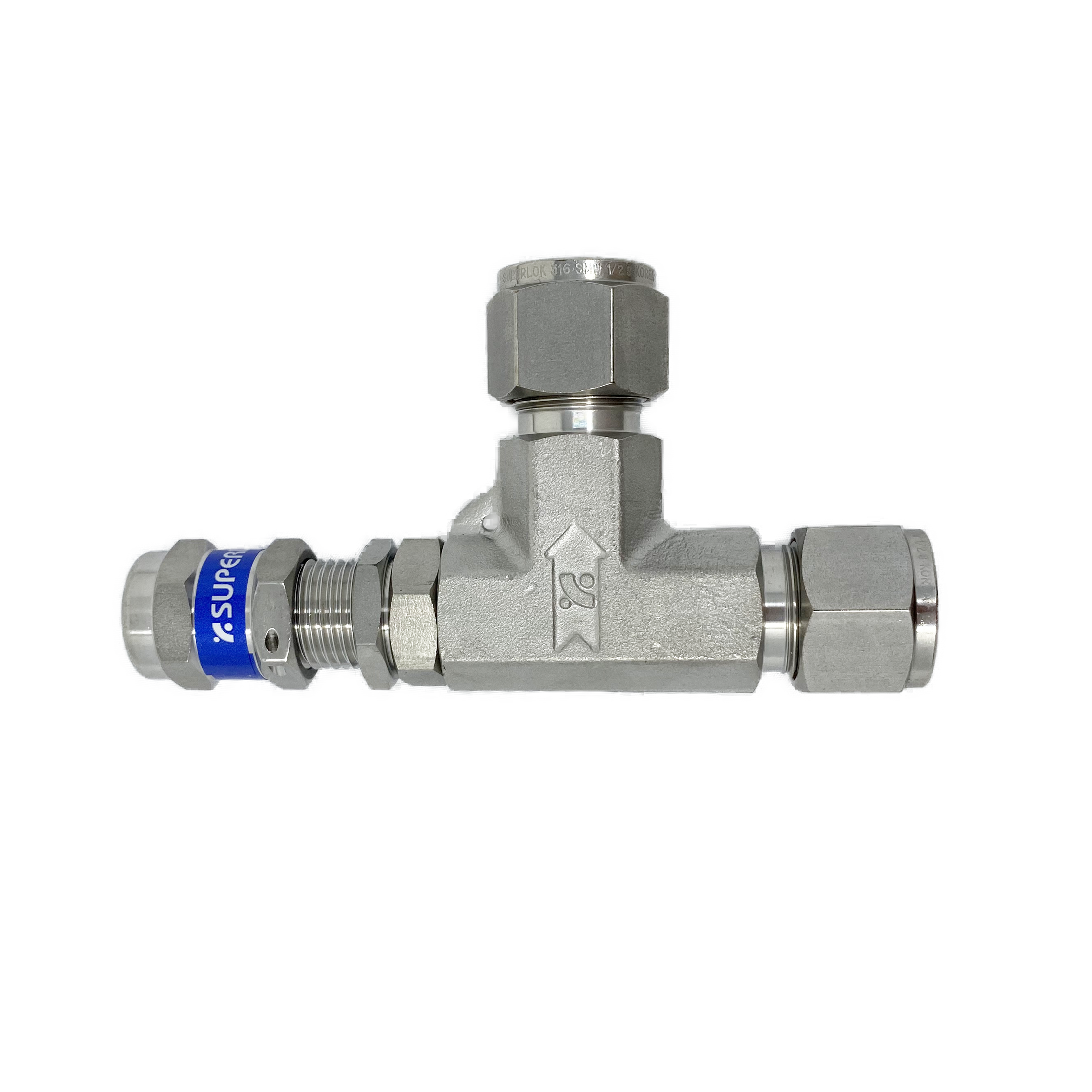 SRVL-S-6 : Superlok Inline Relief Valve, 3/8" O.D. Tube, Angle Pattern, Low Pressure, 300psi, 316SS, No Spring