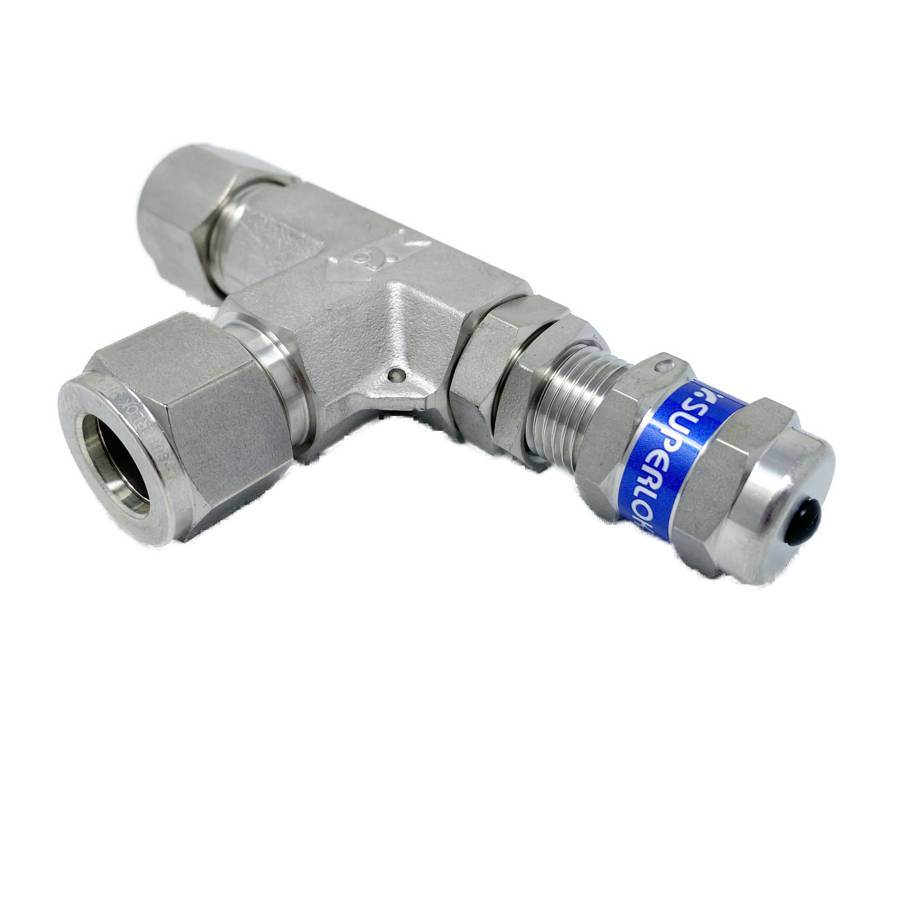 SRVL-S-4 : Superlok Inline Relief Valve, 1/4" O.D. Tube, Angle Pattern, Low Pressure, 300psi, 316SS, No Spring