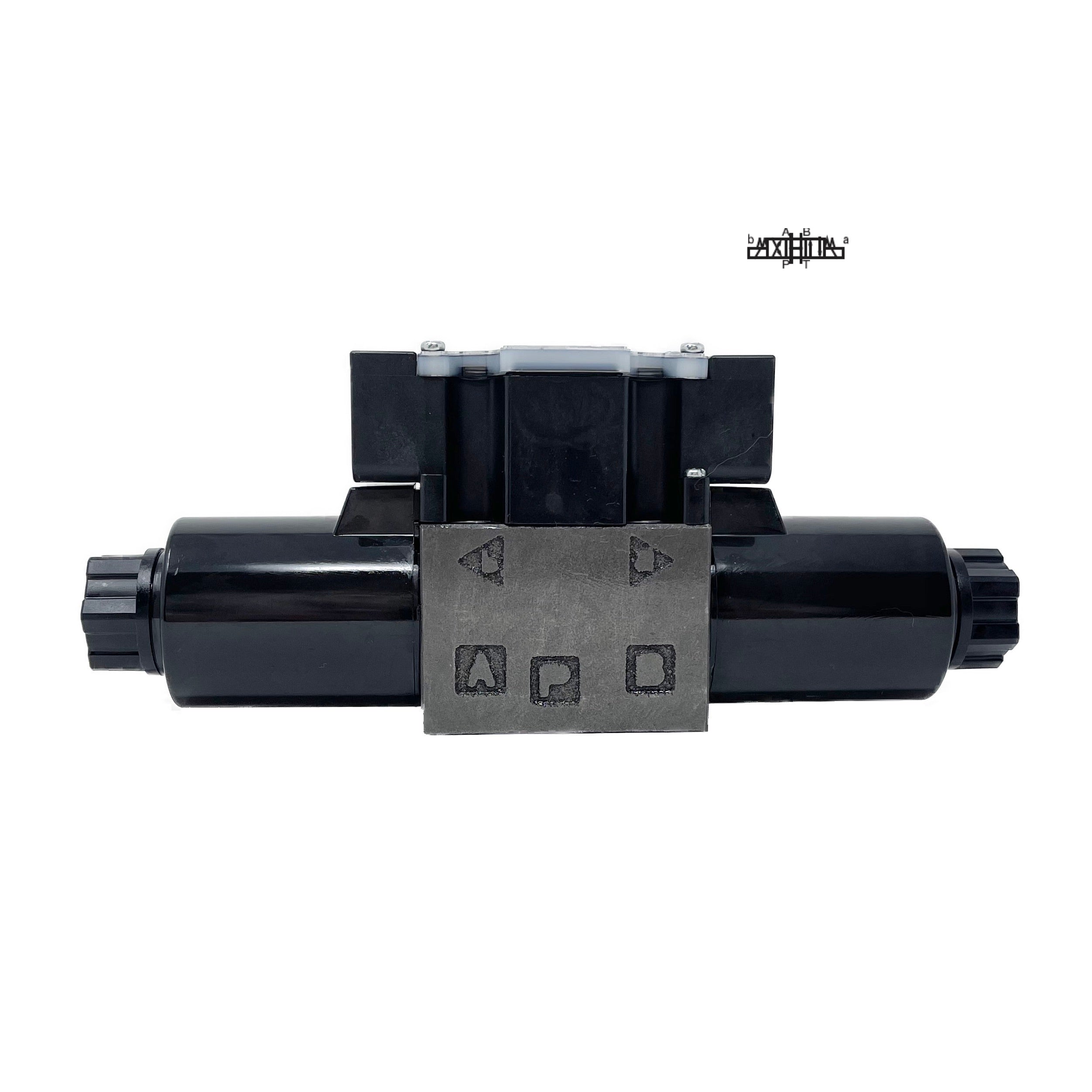 SS-G01-C4-FR-D2-E31 : Nachi Solenoid Valve, 3P4W, D03 (NG6), 13.2GPM, 5075psi, All Ports Open Neutral, 24 VDC, Wiring Box with Lights