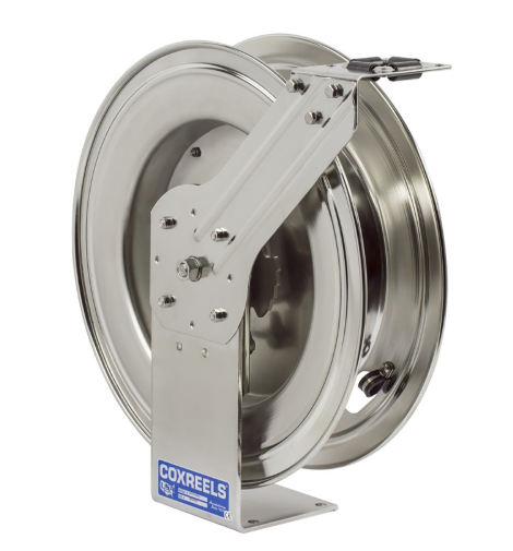 SHL-N-450-SS : Coxreels SHL-N-450-SS Stainless Steel Spring Rewind Hose Reel, 1/2" ID, 50' capacity, NO HOSE, 300psi