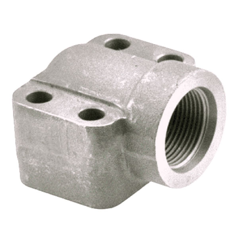 W180-20-20 : AFP Threaded Steel Elbow, Smooth Flat Face (no O-Ring Groove), 1.25 (1-1/4") NPTF x 1.25 (1-1/4") Code 62, no Bolts or O-Rings Included